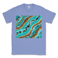 Colony Blue turquoise brushstrokes with leopard and cowhide Classic Tee - RanaPortraitStore