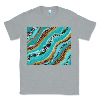Heather Grey turquoise brushstrokes with leopard and cowhide Classic Tee - RanaPortraitStore