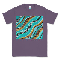 Lavender turquoise brushstrokes with leopard and cowhide Classic Tee - RanaPortraitStore