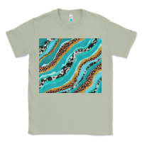 Matcha turquoise brushstrokes with leopard and cowhide Classic Tee - RanaPortraitStore