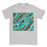Moon Dust turquoise brushstrokes with leopard and cowhide Classic Tee - RanaPortraitStore