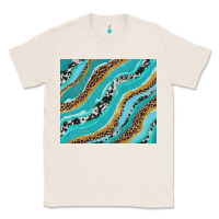 Natural turquoise brushstrokes with leopard and cowhide Classic Tee - RanaPortraitStore