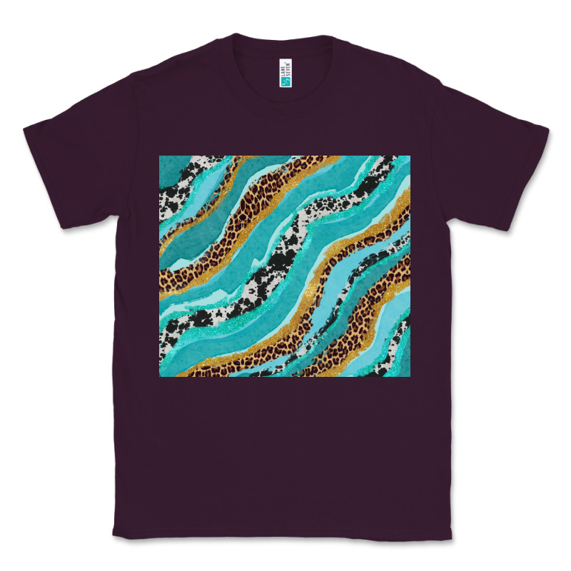 Turquoise Brushstrokes With Leopard And Cowhide Classic Tee by RanaPortraitStore | Teevron