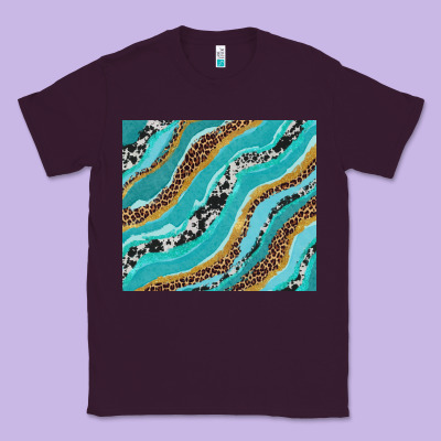 Turquoise Brushstrokes With Leopard And Cowhide Classic Tee Designed By Ranaportraitstore