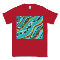 Red turquoise brushstrokes with leopard and cowhide Classic Tee - RanaPortraitStore