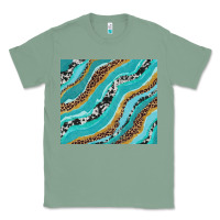 Sage turquoise brushstrokes with leopard and cowhide Classic Tee - RanaPortraitStore