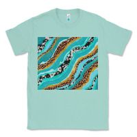 Seafoam turquoise brushstrokes with leopard and cowhide Classic Tee - RanaPortraitStore