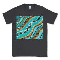 Smoke turquoise brushstrokes with leopard and cowhide Classic Tee - RanaPortraitStore