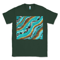 Sports Green turquoise brushstrokes with leopard and cowhide Classic Tee - RanaPortraitStore