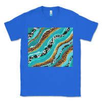 True Royal turquoise brushstrokes with leopard and cowhide Classic Tee - RanaPortraitStore