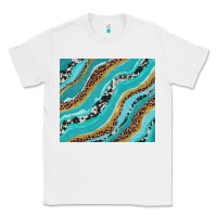 White turquoise brushstrokes with leopard and cowhide Classic Tee - RanaPortraitStore