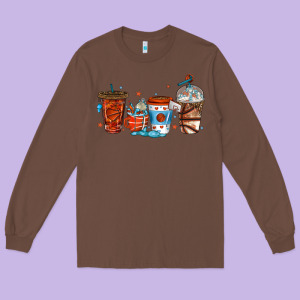 Basketball Coffee Cups Long Sleeve Tee Designed By Texasbilliewilder