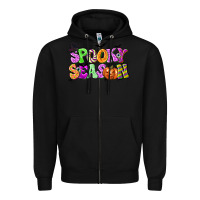Black Spooky Season Zipper Hoodie - texasbilliewilder