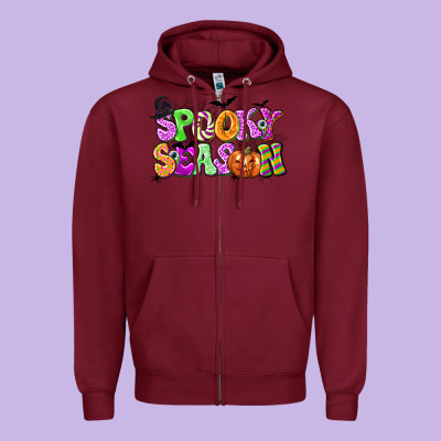 Spooky Season Zipper Hoodie Designed By Texasbilliewilder