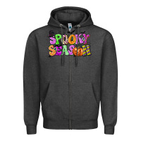 Charcoal Heather Spooky Season Zipper Hoodie - texasbilliewilder