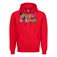 Red Spooky Season Zipper Hoodie - texasbilliewilder