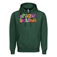 Sports Green Spooky Season Zipper Hoodie - texasbilliewilder