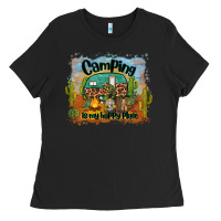 Black camping is my happy place Ladies Tee - BarkalooDesign