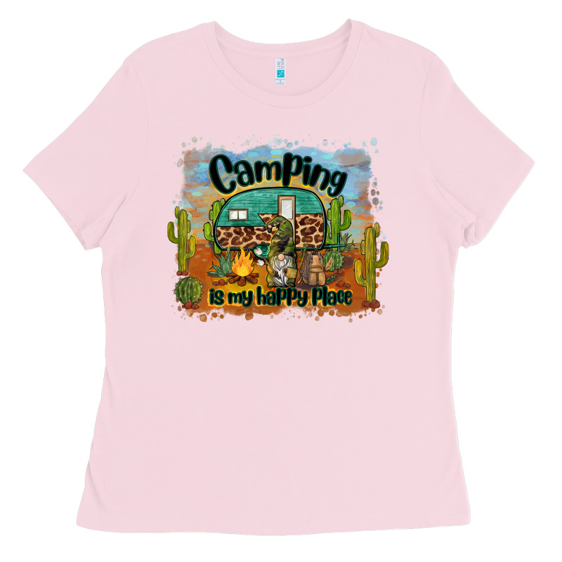 Camping Is My Happy Place Ladies Tee by BarkalooDesign | Teevron