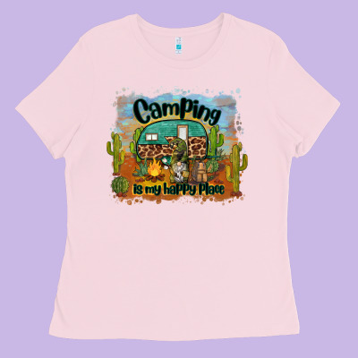 Camping Is My Happy Place Ladies Tee Designed By Barkaloodesign