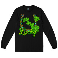 Black Lucky shamrock horseshoe Long Sleeve Tee - RanaPortraitStore