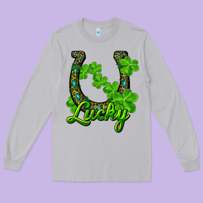 Long Sleeve Tee Lucky shamrock horseshoe
