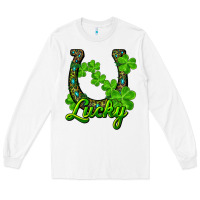 White Lucky shamrock horseshoe Long Sleeve Tee - RanaPortraitStore