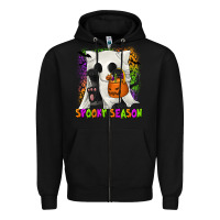 Black Spooky Season Ghost Cat Zipper Hoodie - texasbilliewilder