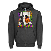 Charcoal Heather Spooky Season Ghost Cat Zipper Hoodie - texasbilliewilder