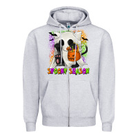Heather Grey Spooky Season Ghost Cat Zipper Hoodie - texasbilliewilder