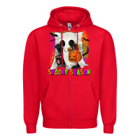 Red Spooky Season Ghost Cat Zipper Hoodie - texasbilliewilder