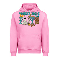 Fuchsia Pink worry ends when faith begins Urban Hoodie - NancyCooperArtShop