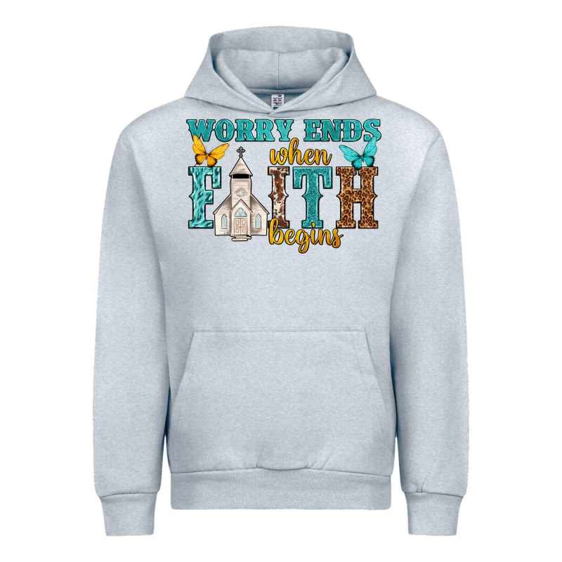 Worry Ends When Faith Begins Urban Hoodie by NancyCooperArtShop | Teevron