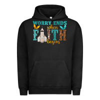 Pigment Black worry ends when faith begins Urban Hoodie - NancyCooperArtShop