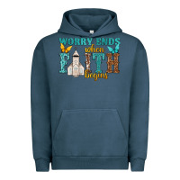 Pigment Midnight Navy worry ends when faith begins Urban Hoodie - NancyCooperArtShop