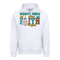 White worry ends when faith begins Urban Hoodie - NancyCooperArtShop