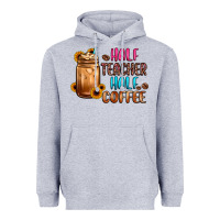 Heather Grey half teacher half coffee Heavyweight Hoodie - JahusDesignShop