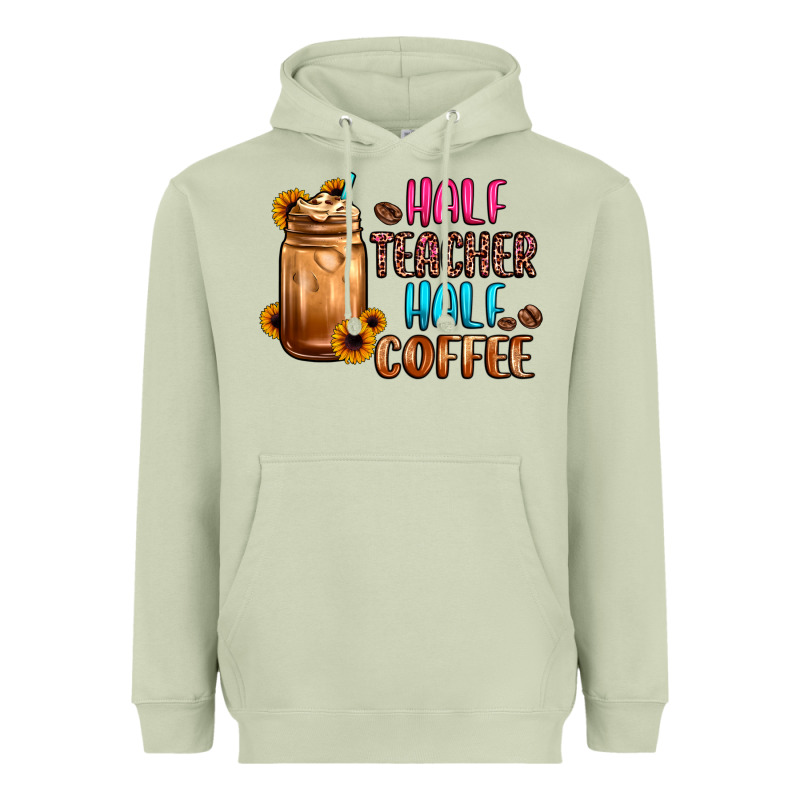 Half Teacher Half Coffee Heavyweight Hoodie by JahusDesignShop | Teevron
