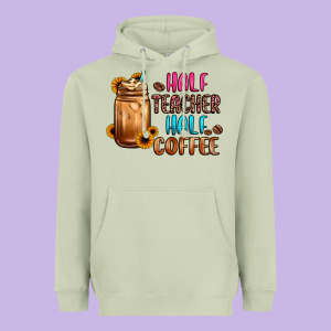Half Teacher Half Coffee Heavyweight Hoodie Designed By Jahusdesignshop