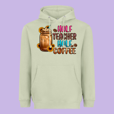 Half Teacher Half Coffee Heavyweight Hoodie Designed By Jahusdesignshop