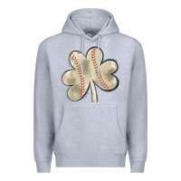 Heather Grey baseball distressed shamrock Premium Hoodie - MaliasSmallBusiness