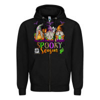 Black Spooky Season Gnomes Zipper Hoodie - texasbilliewilder