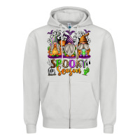 Dove Grey Spooky Season Gnomes Zipper Hoodie - texasbilliewilder