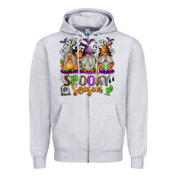 Heather Grey Spooky Season Gnomes Zipper Hoodie - texasbilliewilder