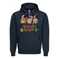 Navy Spooky Season Gnomes Zipper Hoodie - texasbilliewilder