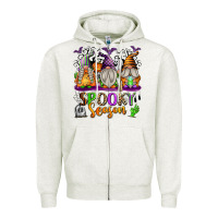 Oatmeal Heather Spooky Season Gnomes Zipper Hoodie - texasbilliewilder