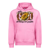 Fuchsia Pink with god all things are possible Urban Hoodie - NancyCooperArtShop