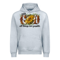 Heather Grey with god all things are possible Urban Hoodie - NancyCooperArtShop