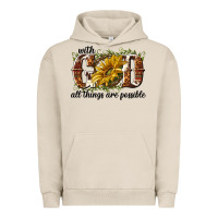 Pigment French Oak with god all things are possible Urban Hoodie - NancyCooperArtShop