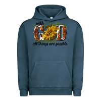 Pigment Midnight Navy with god all things are possible Urban Hoodie - NancyCooperArtShop
